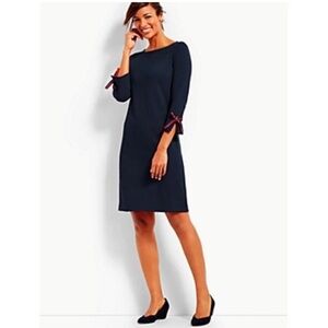 Talbots Navy Long Cotton Nautical Bow Sleeves Midi Dress Size S
